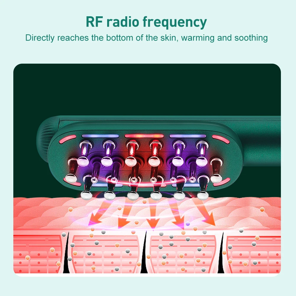 Sisir rambut listrik Laser RF LED sinar biru merah terapi EMS merangsang sikat penumbuh rambut antirontok untuk sisir pijat kulit kepala wanita