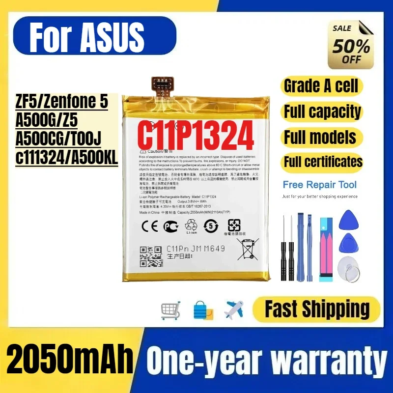 C11P1324  for ASUS for ZF5/Zenfone 5/A500G/Z5/A500CG/T00J/c111324/A500KL Mobile Phone Battery High Quality Replacement Bateria