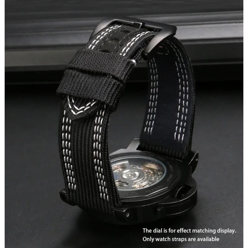 24mm 26mm Nylon Canvas  Watch Strap for Panerai 00984 985 Luminor Accessories Bracelet Black Blue