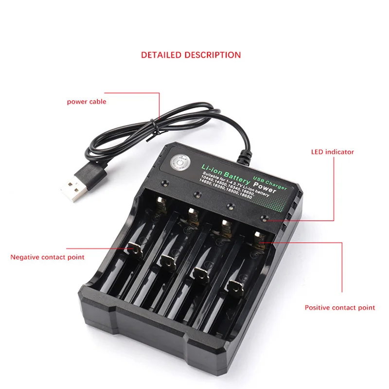 New 4.2V 18650 Charger Li-ion battery USB Independent Charging Portable Electronic 18650 18500 16340 14500 26650 Battery Charger