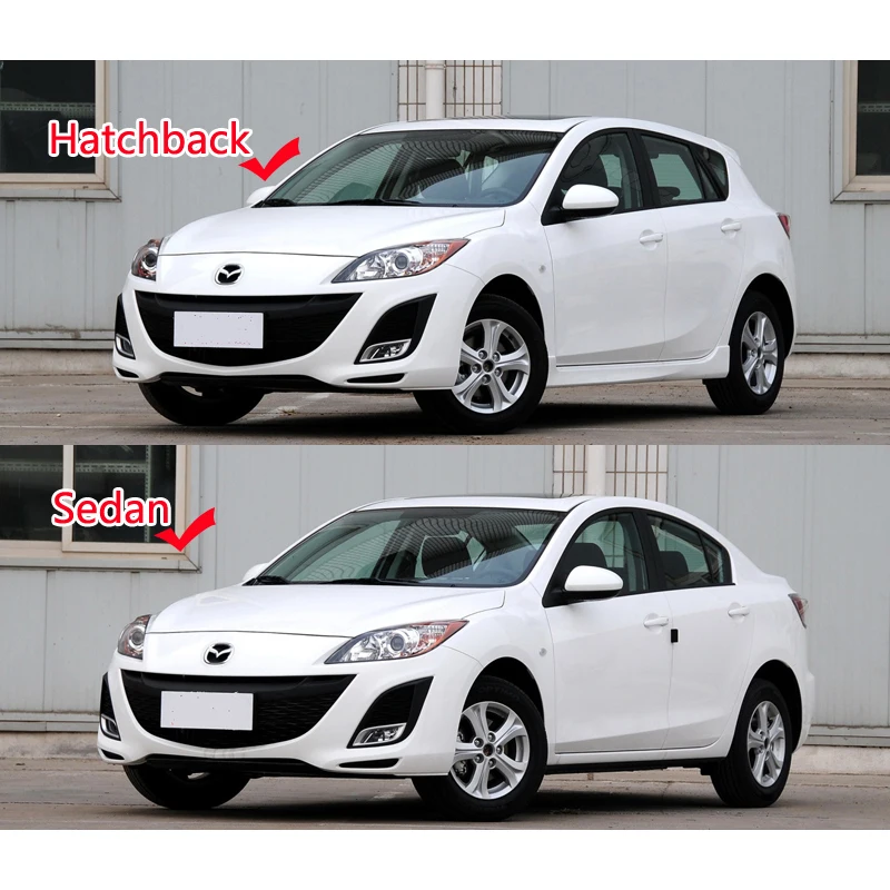 Carbon Fiber Car Headlight Eyebrows Cover Trim Sticker Head Lamp Eyelid For Mazda 3 M3 2010 - 2013 Fiber Glass Matt Black Primer