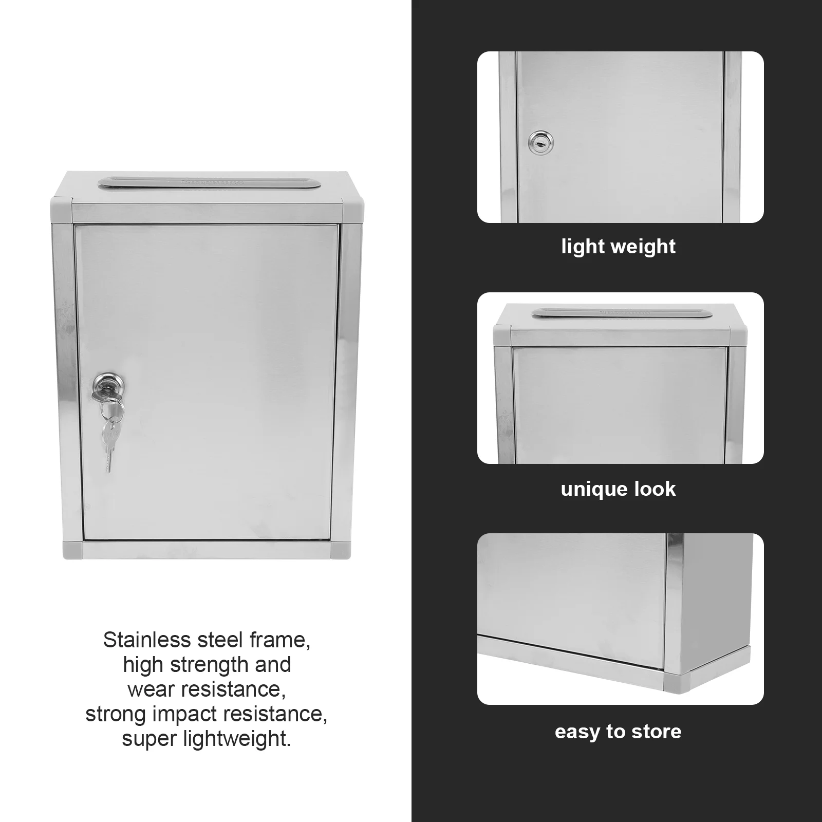 Stainless Steel Mailbox Complain Hanging Postbox Public Letter Container Locking Suggestion Collect Bin Lightweight Report