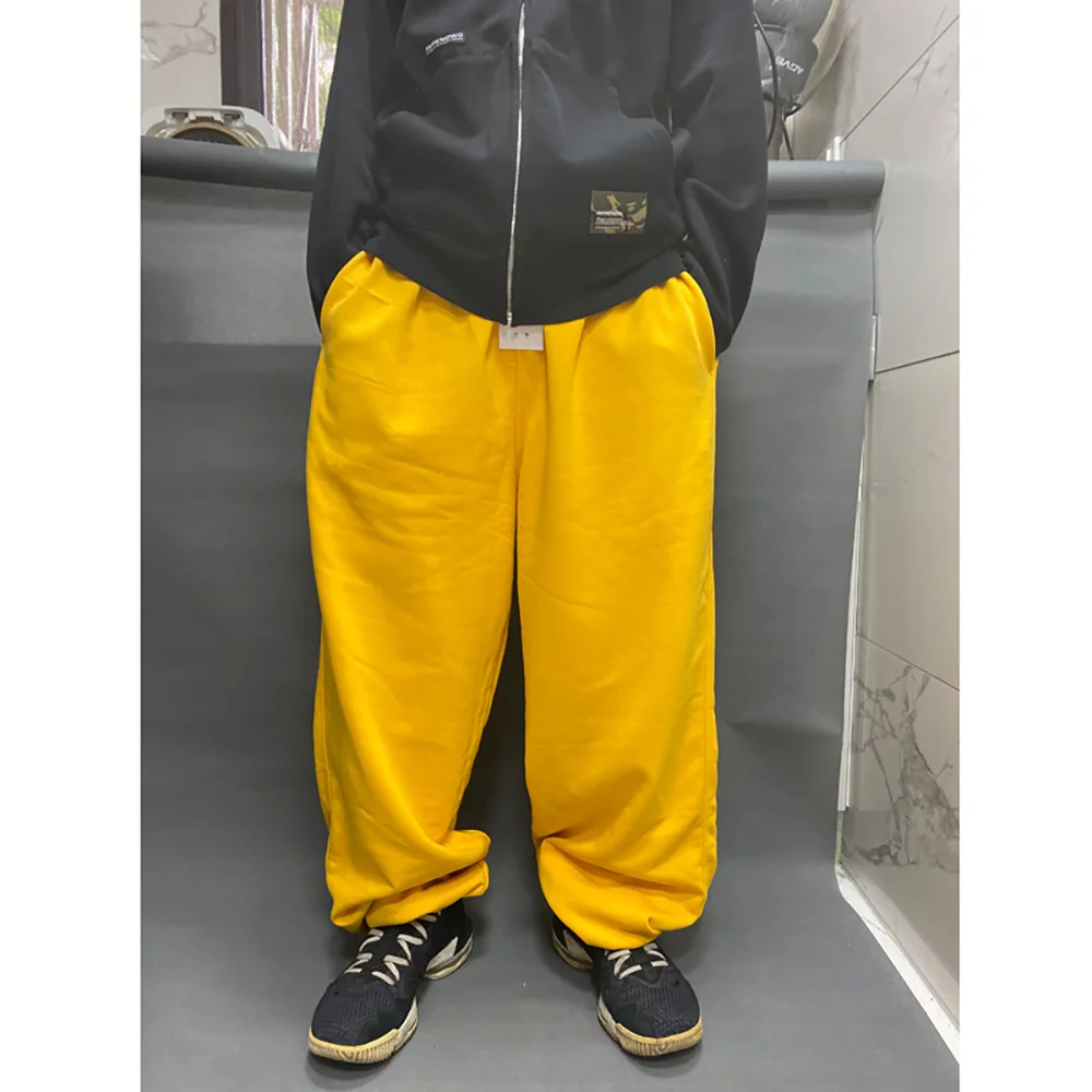 Trendy Plus Size Hiphop Sweatpants Men Casual Streetwear Harem Joggers Cotton Wide Leg Trousers Track Pants Dance Clothing