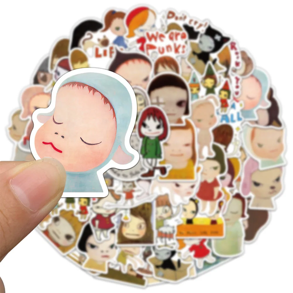 50PCS Cute Nara Yoshitomo Cartoon Stickers Decal Decoration Suitcase Scrapbook Phone Laptop Stationery Cool Kid Sticker