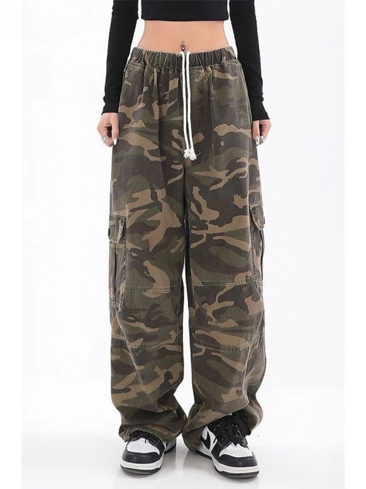 

New 2025 American Vintage Camouflage Pants Woman High Street Cargo Pants Woman