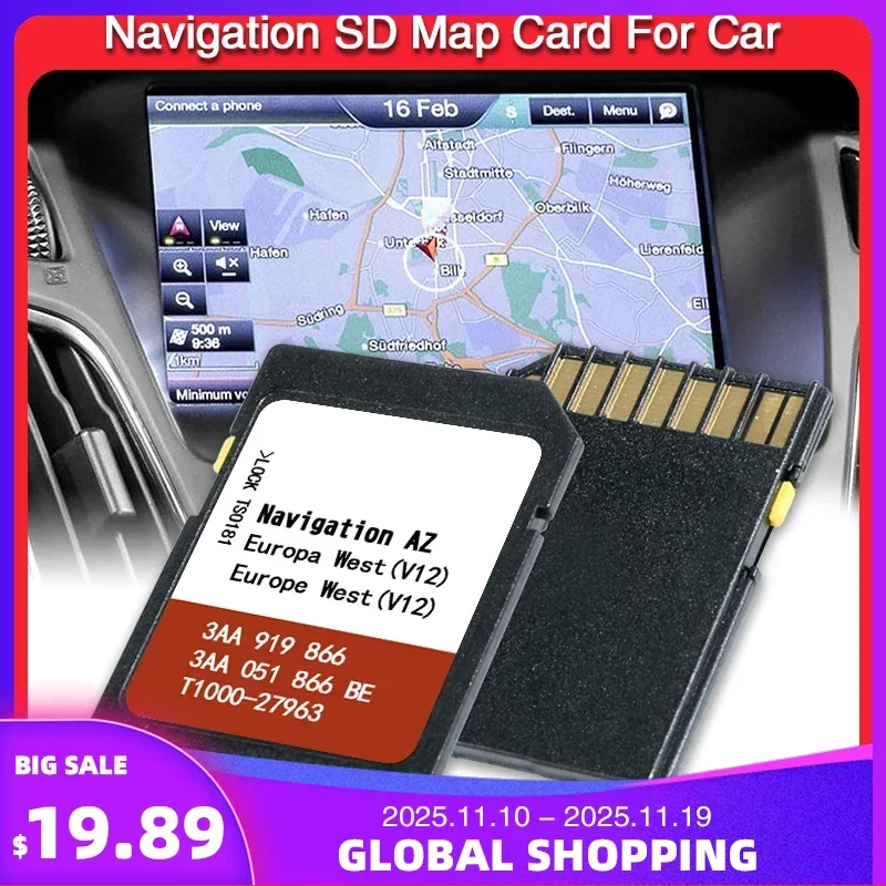

Original for Volkswagen SD Card AZ Version V12 Europe West RNS 315 Navigation Software Update 3AA051866 Cover Europe Country