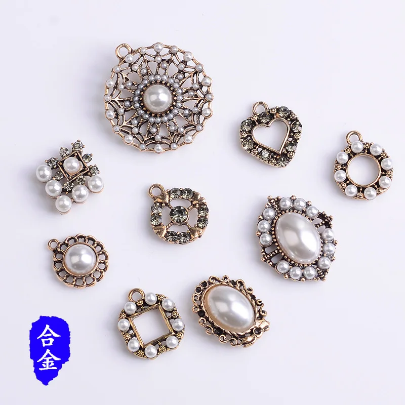 

New alloy jewelry accessories retro flower plate diamond buckle pendant DIY bracelet, necklace jewelry accessories materials