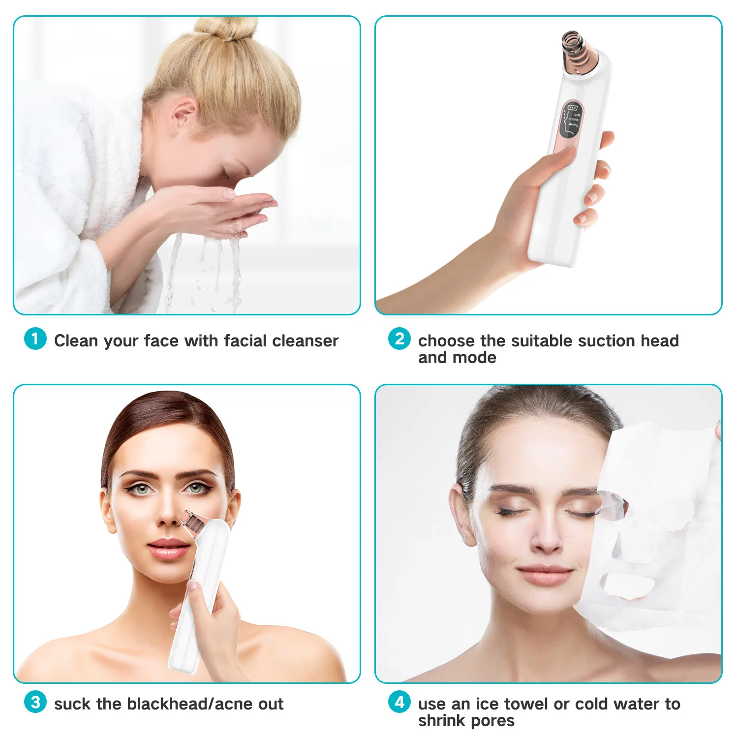 Electric Blackhead Remover Vacuum with Microbubble & Blue Light Therapy, Professional Pore Cleanser for Deep Facial Cleaning