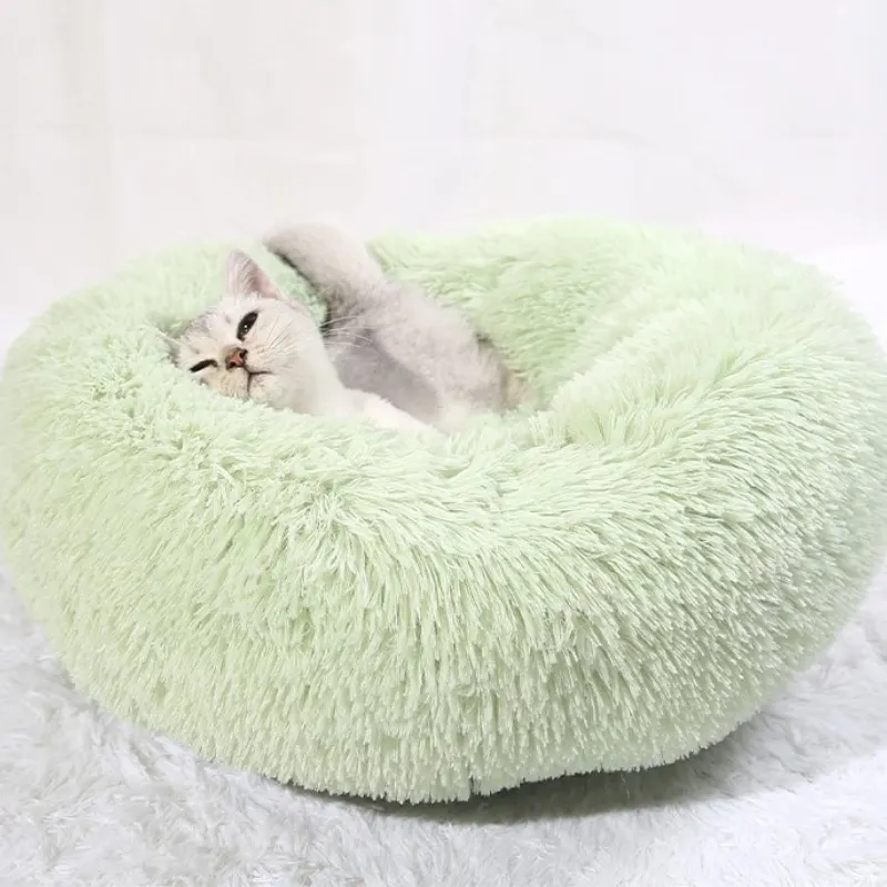 Long Plush Dog Bed House Dog Mat Winter Warm Sleeping Cats Nest Soft Long Plush Dog Basket Pet Cushion Portable Pet Bed