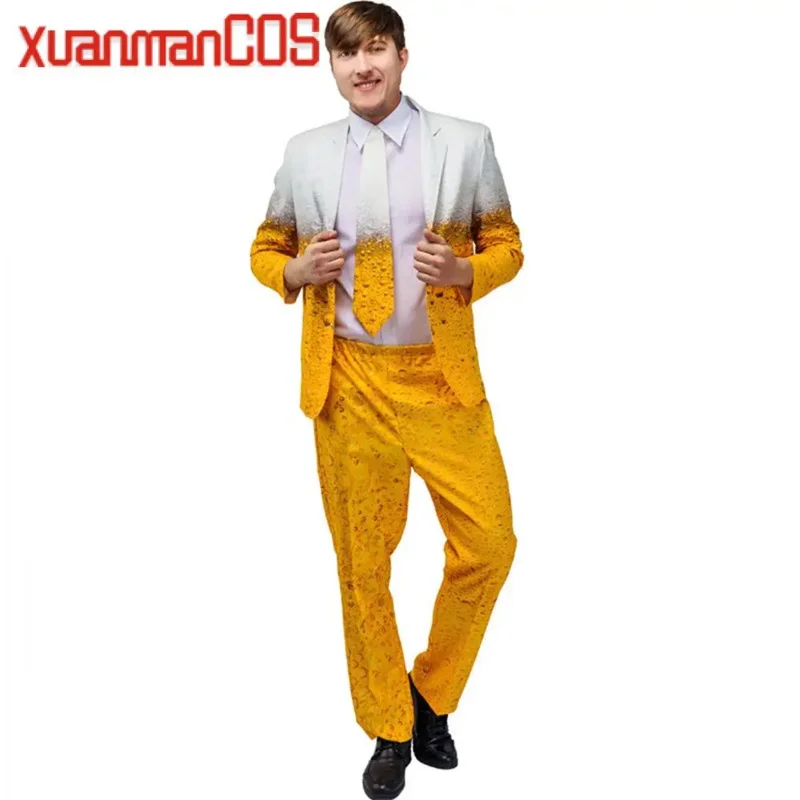 A Loving Family Halloween MenS Oktoberfest Cosplay Costume Suit for Adult Woman Man Othes Role Play Yellow Beer Party 2025 New