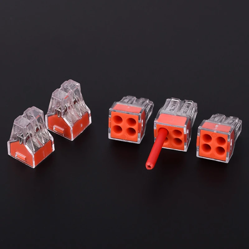 100pcs Building wiring 104 quick connection Terminal 0.5-4 square hard wire 1 minute 3 shunt 4 hole connector