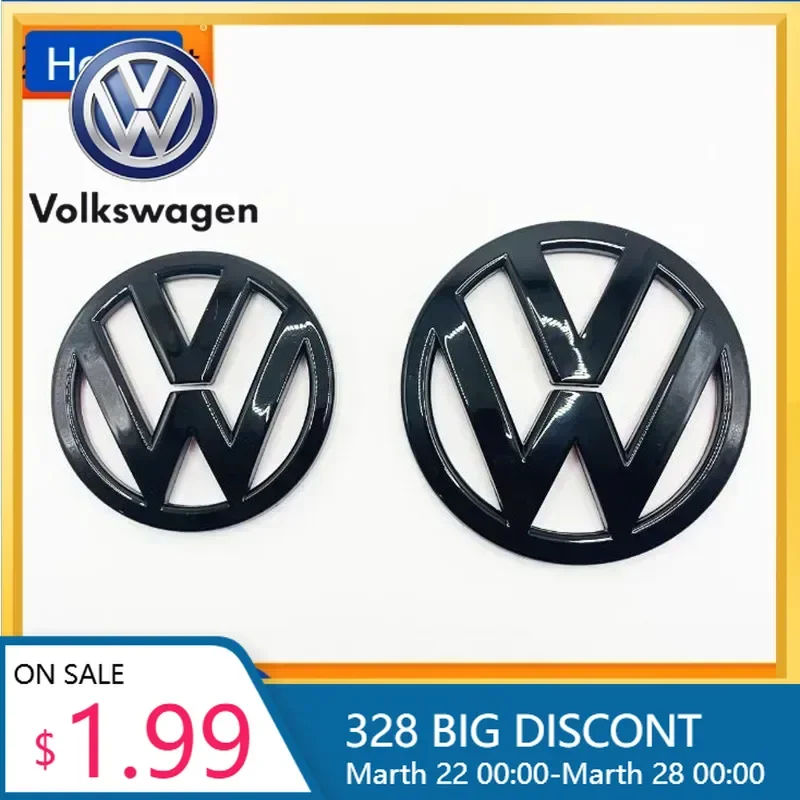 

VW New For Volkswagen Scirocco 2008-2014 or Scirocco 2015-2017 110mm Front Grille logo emblem + 90mm Rear Trunk Lid Cover for lo