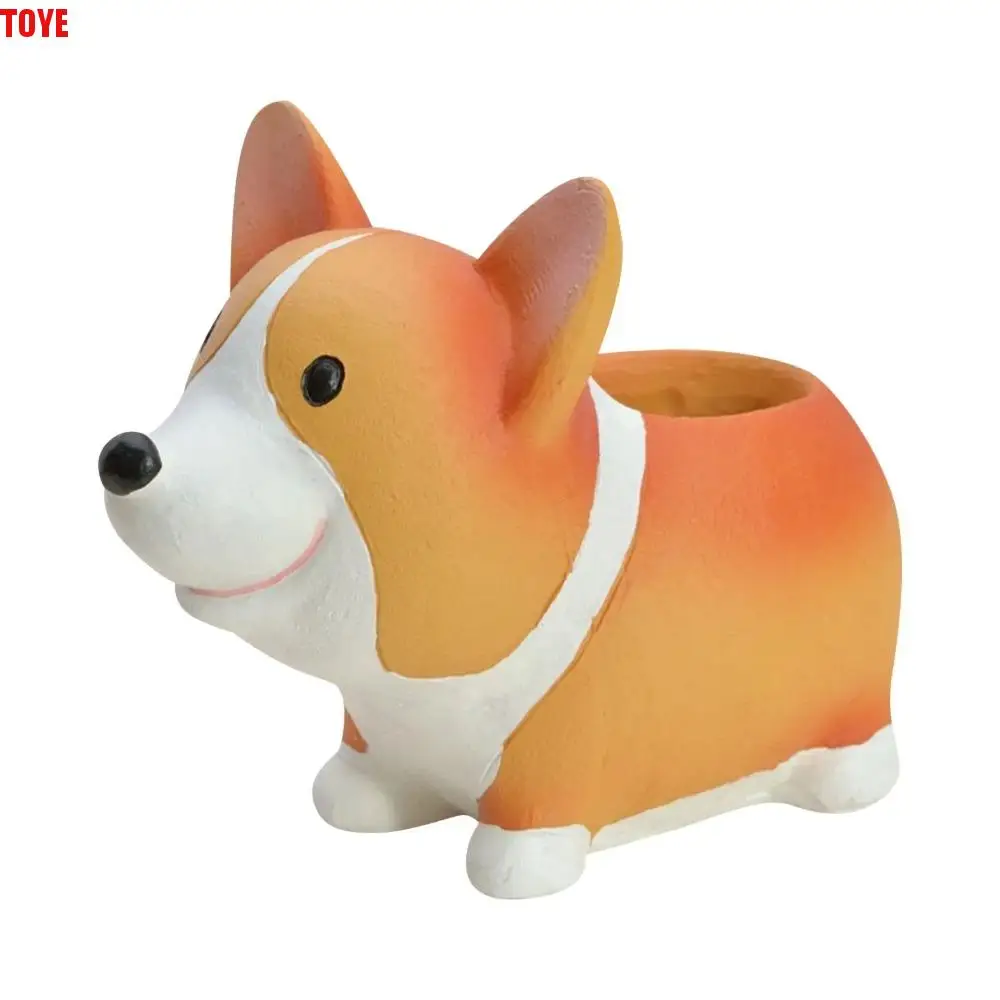 

Decorative Corgi Dog Pot Decorations Collectible Exquisite Corgi Dog Resin Ornaments Adorable 14.5cm Corgi Dog Model Toy