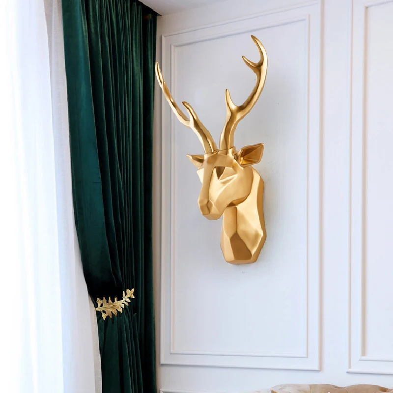 Luxurious Deer Head Wall Hanging Creative Living Room Background Wall Decoration Pendant Simple Porch Aisle Home Wall Decoration