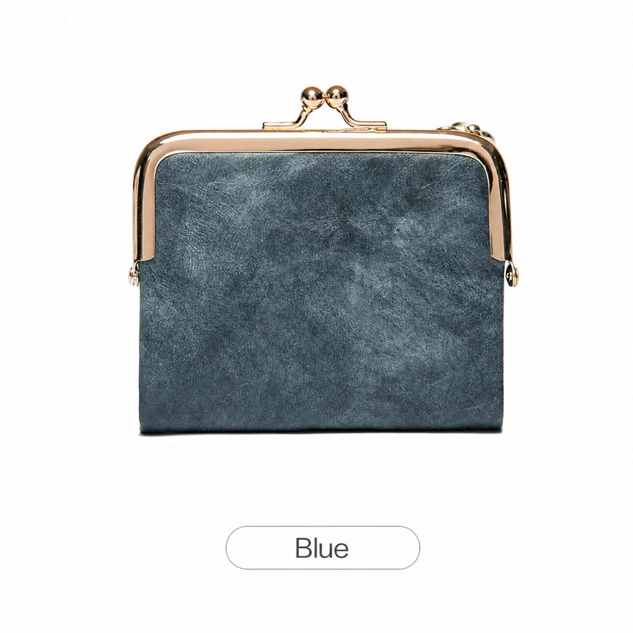Women Vintage Leather Wallet Kiss Lock Coin Purse Short Clutch Zipper Card Holder Large Capacity Lady Wallet