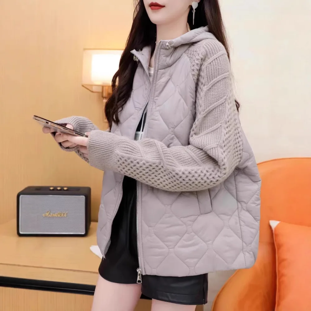 

Women Cardigan Sweaters Knitted Hooded Zipper Coats Full Sleeve Short Coat Y2k Streetwear Elegant Open Stith Autumn Winter