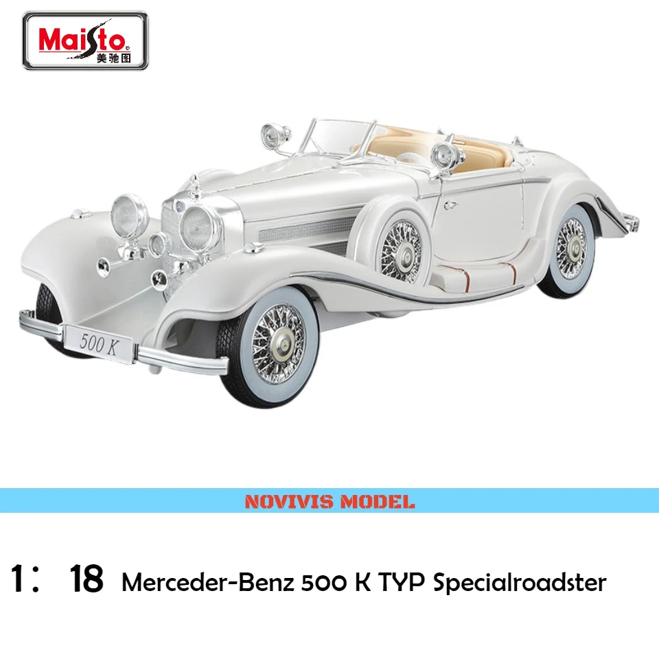 

1:18 Mercedes 500K Classic Car Model - Diecast Alloy Vintage Collectible, Limited Edition Display Gift for Adults