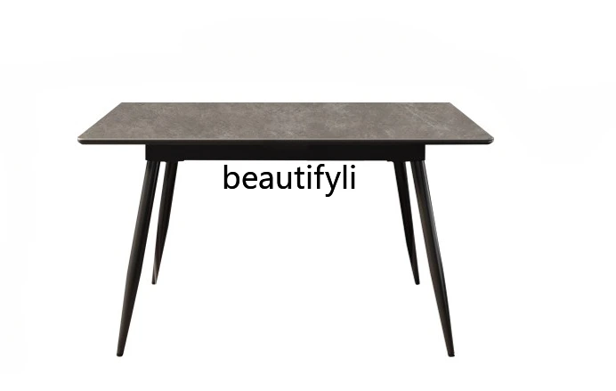 

Italian light luxury bright slate dining table for home use modern simple high-end rectangular dining table small apartment