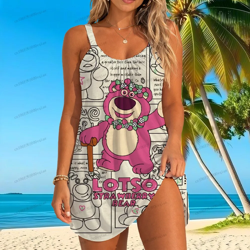 

Летнее женское пляжное платье-слинг Disney LOTSO 2026: Новые платья 2026 года для женщин, высокое качество, размеры S-3XL, очаровательная юбка в стиле Y2K, V-образный вырез