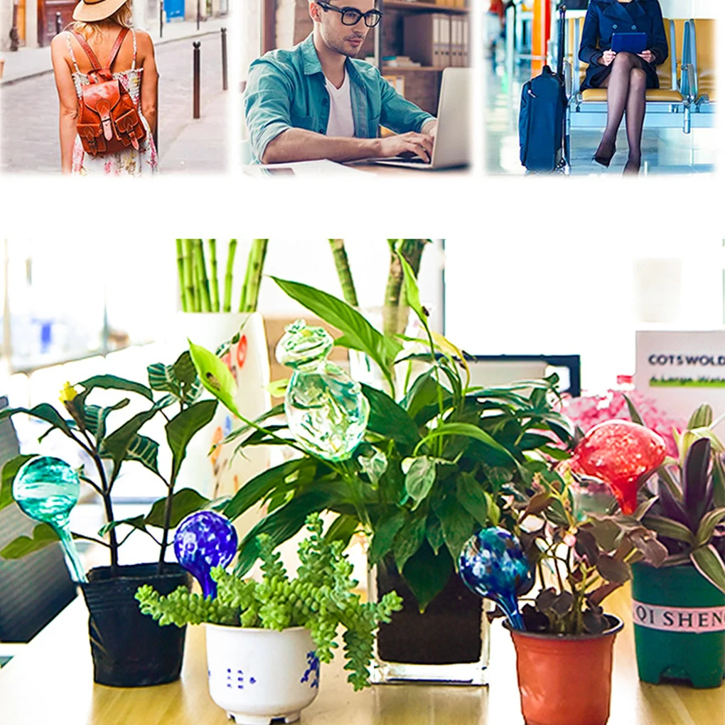 2025 جديد 1 قطعة الكرة الزجاجية التلقائي سقي جهاز المنزلية النباتات الخضراء بوعاء النباتات بالتنقيط جهاز الري