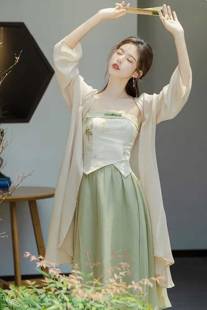 

New Chinese Sle Jiangnan National Trend Cold Sensation Zen Light Hanfu Commute Fairy Aosphere Ancient Sle Women's Set S...