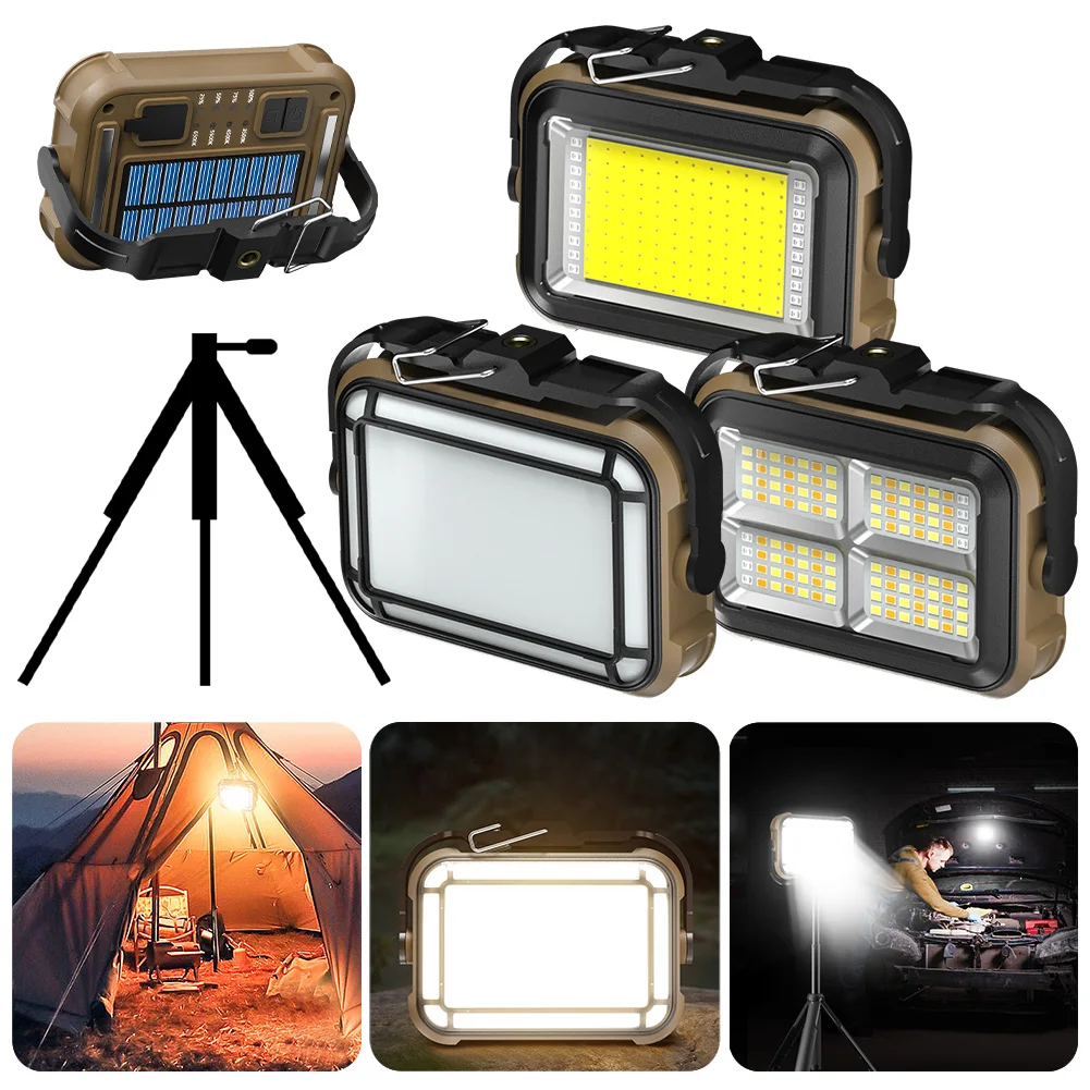 

Solar Work Light Outdoor Flood Light USB Charging Camping Mechanic Light Mobile Power Bank for Construction Site Garage Workshop
