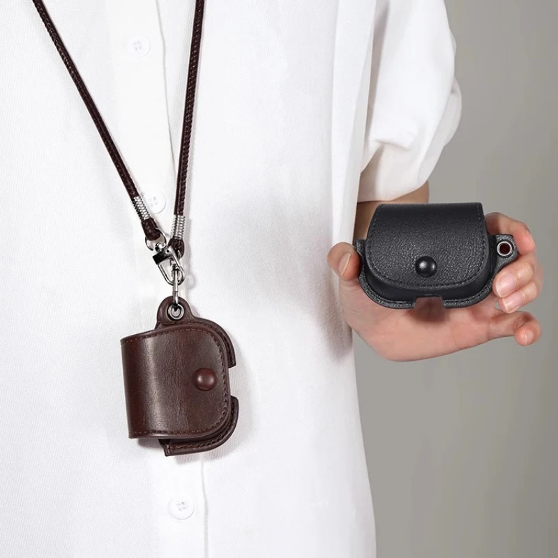 One-piece with Lanyard Earphone Bag for AirPods 1 2 3 4th Generation Protective Case for Airpodspro3 Pro2 Pro Leather Case