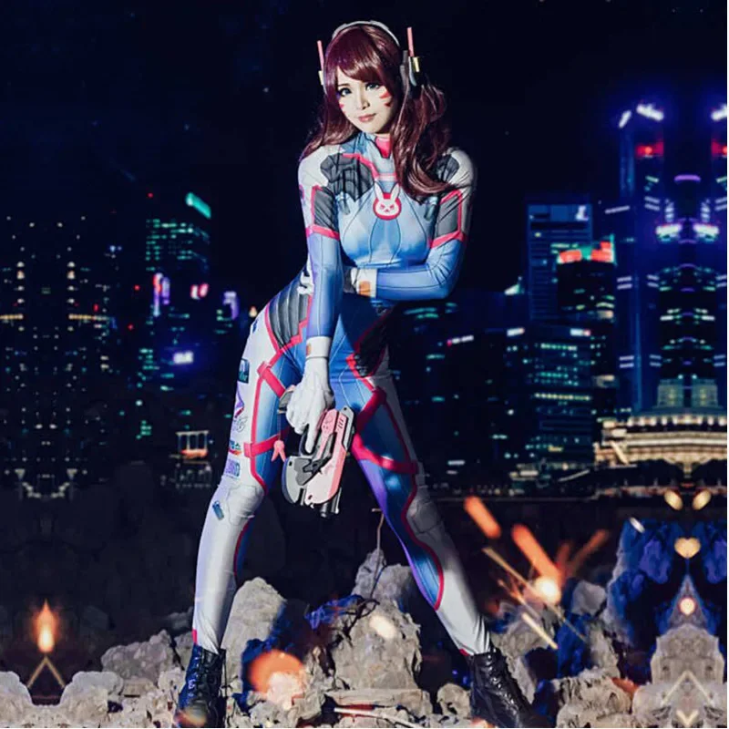 D.va Costume Cosplay Zentai body donna ragazze Nano Cola Dva Suit Unitard Hana Song costumi per feste di Halloween