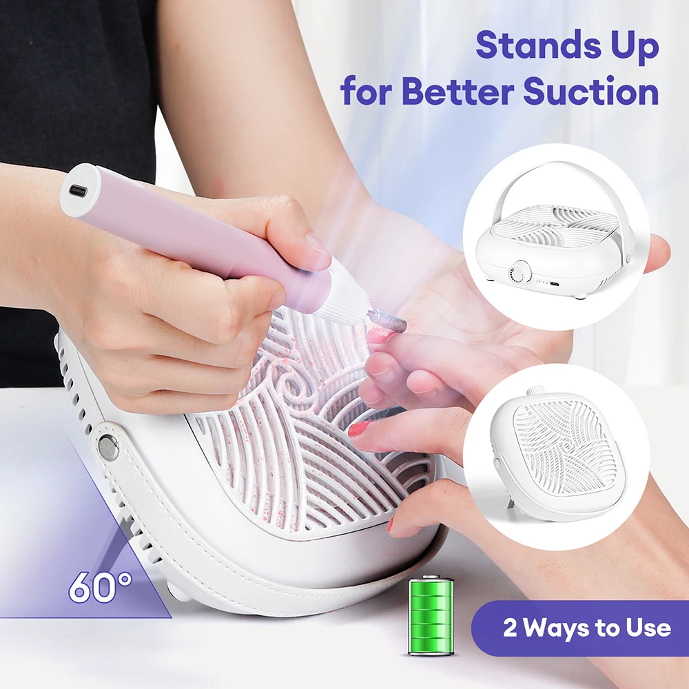 5300RPM Turbine Brushless Nail Dust Vacuum Flat Upright Dual Use Foldable Nail Dust Extractor with Removable Filter Vacuum Fan view 2