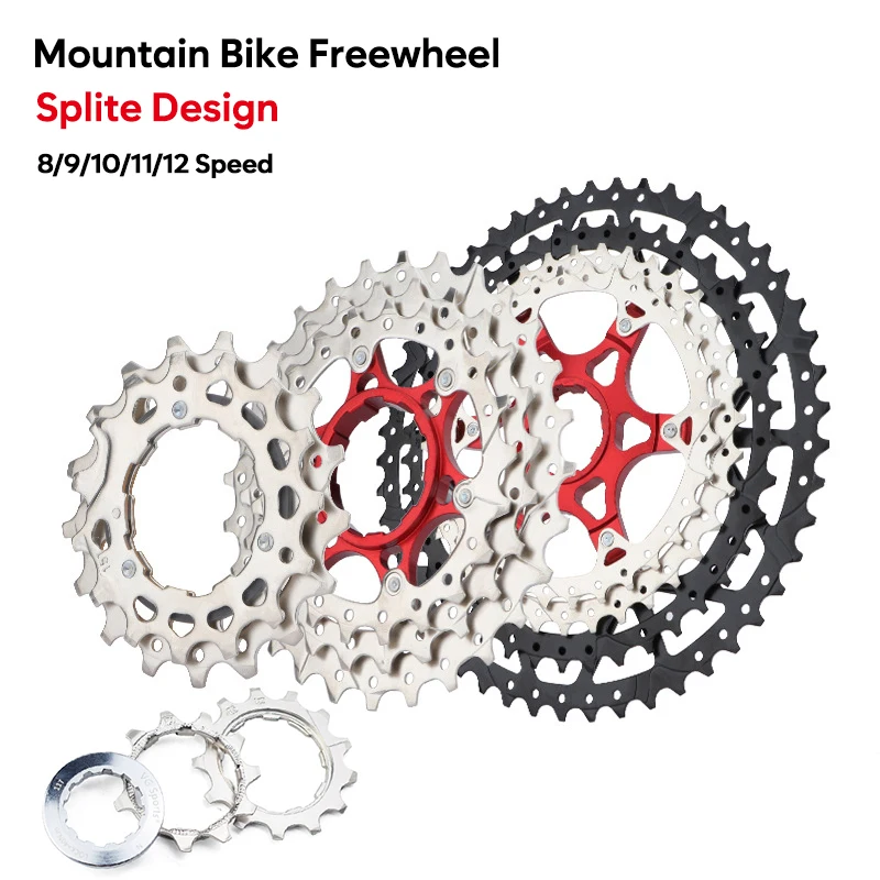 Split Mountain MTB Bike Freewheel HG 11-40/42/46/50/52T Sprocket Alloy Steel Bicycle Cassette Flywheel 8/9/10/11/12 Speed