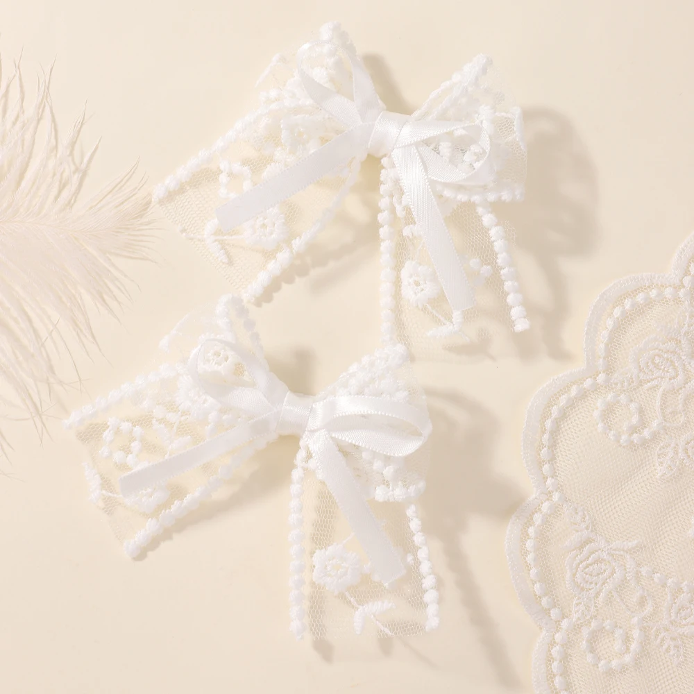 

2 шт./компл., милые однотонные кружевные заколки для волос с бантом для маленьких девочек, милые банты ручной работы, шпильки, заколки, головные уборы, детские аксессуары для волос