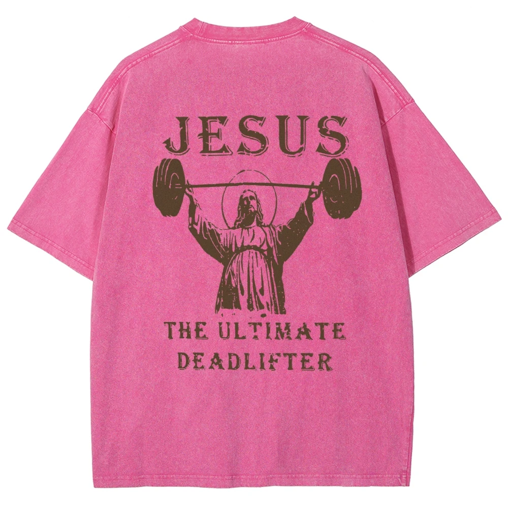 

Gold Weightlifting Free Muse Jesus Letter Printed T-Shirt Old Retro High Gram Weight Shoulder Designer New Short Sleeves