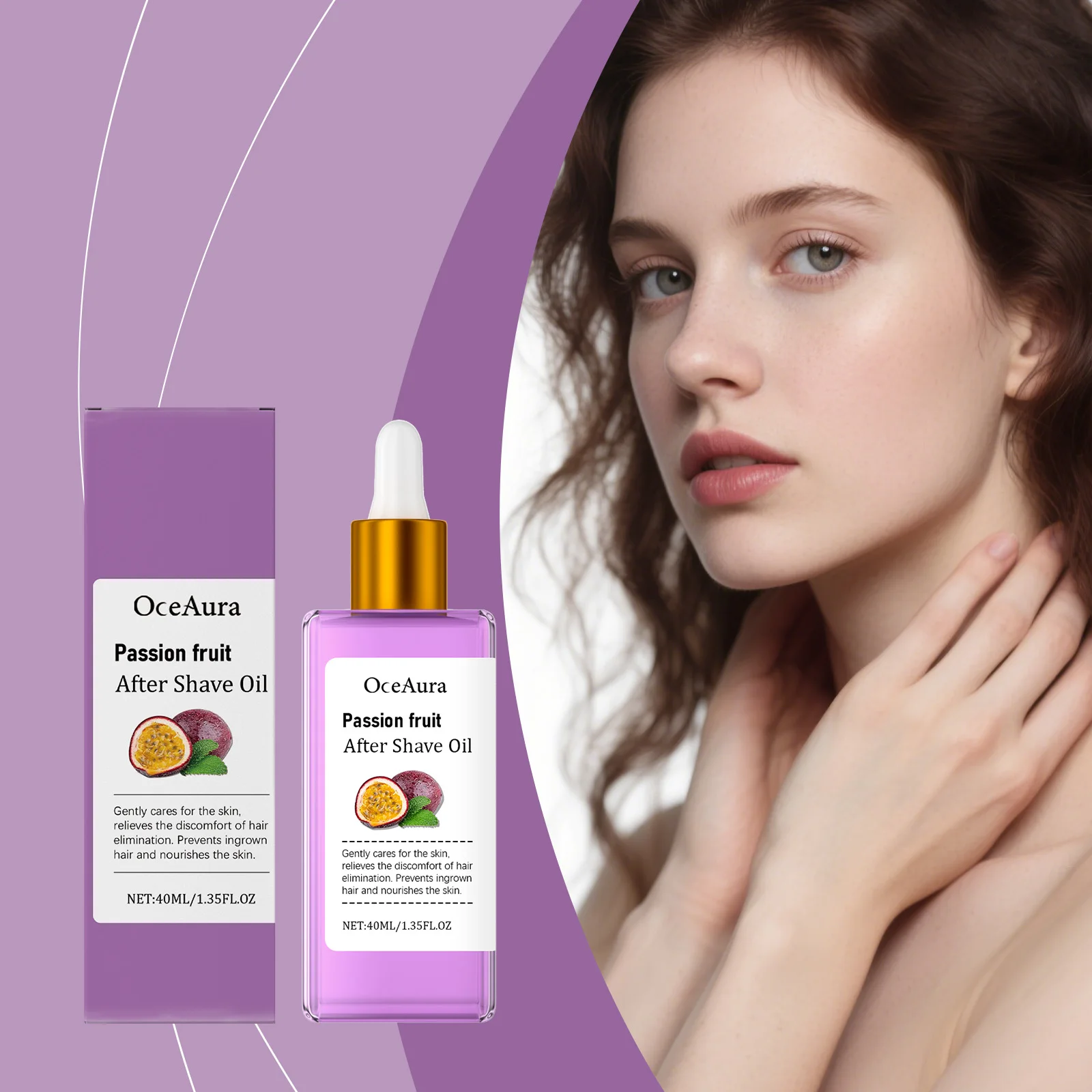 

OceAura Passion Fruit After Shave Oil Deep Hydration Ingrown Hair Treatment Smooth Skin Soothing Eliminates Body Hair Care 40ml