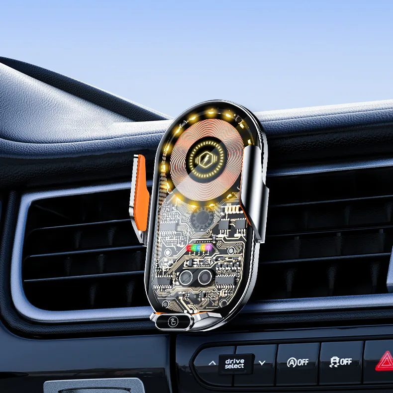 For Cross border New Car Phone Holder 15W Magnetic Wireless Charger Air Outlet Navigation Phone Holder