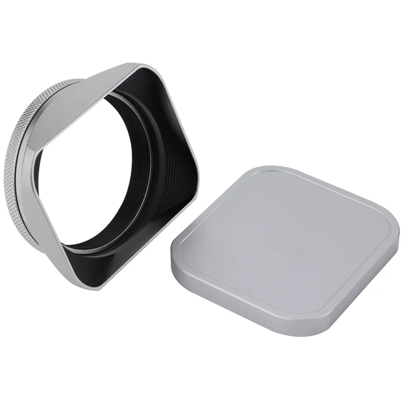 Haoge LH-X200S Square Metal Lens Hood Shade With Lens Cap And 49mm Adapter Ring for Fuji Fujifilm X100V X100T X100S X100F Camera