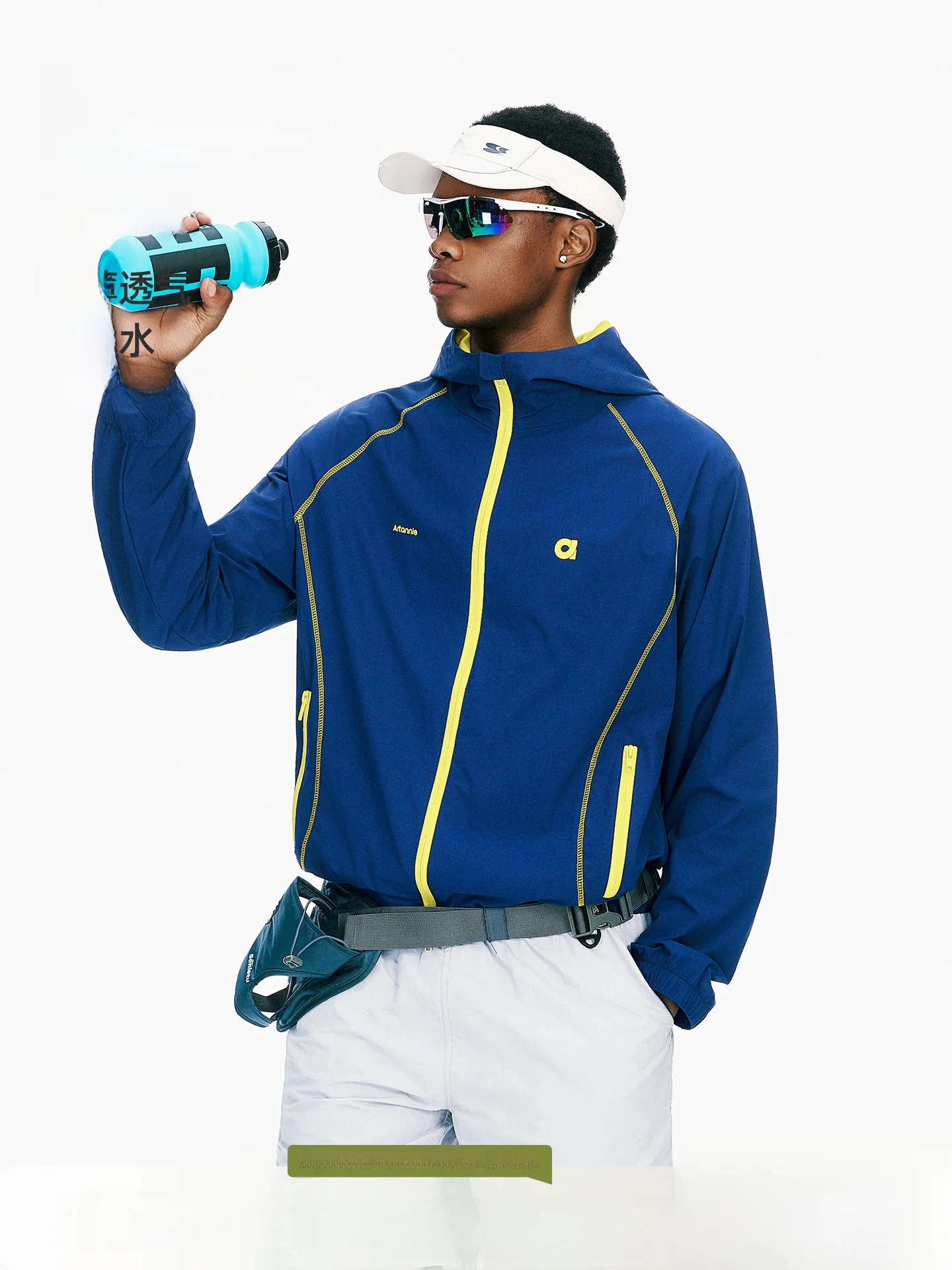 Outdoor Men's UPF50 Sun Protection Clothing Color Block Hat American Style Hsu Line Long Sleeve Waterproof Standard Fit Fashi...