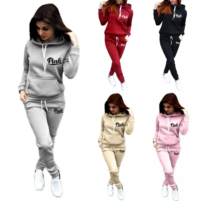 Tracksuits Women Casual Solid Warm Suits Hoodies Sweatpants Autumn Winter Pullover Sweatshirts Pants Sports Suit Two Piece Sets