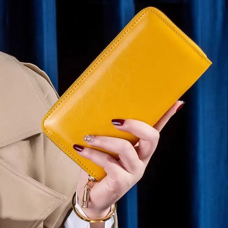 2027 New Fashion Cow Genuine Leather Women Long Wallets Real Leather Female Luxury Brand Design Clutch Girl Lady Gift Cash Purse
