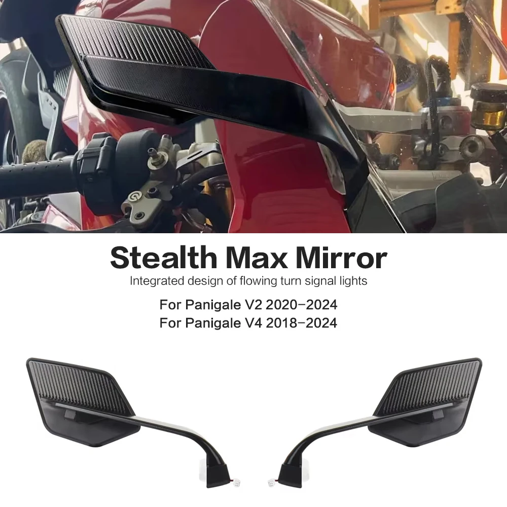 

Motorcycle Side Mirrors With LED Turn Signal Light For Ducati Panigale V2 PANIGALE V4 2018-2024 Rearview Rear View accessory