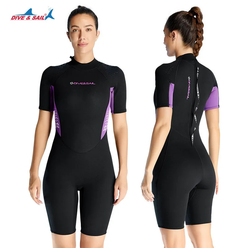 diving suit 1.5MM one-piece short sleeved wet suit, cold proof and warm diving suit, snorkeling and surfing winter swimsuit