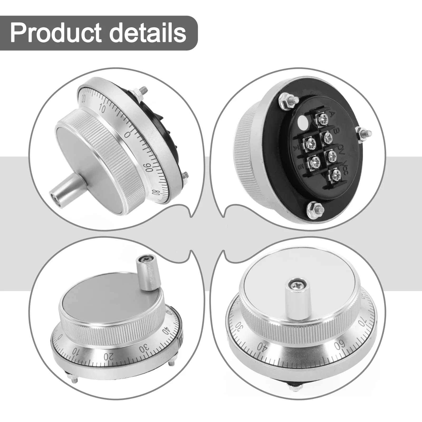 

For CNC Engraving CNC Handwheel Electronic Handwheel Aluminum Alloy Diameter 60MM High Reliability Silver Color