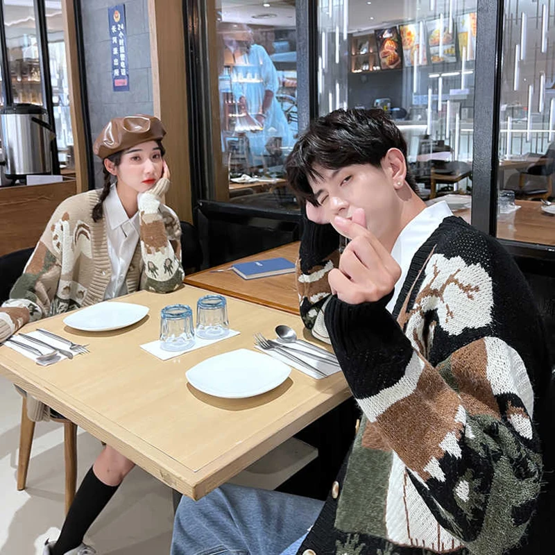 

Vintage Knitted Sweater Men Pullover Y2K Sweaters Slim Fit Stretch Men's Winter Harajuku Japanese Streetwear Tops Clothing