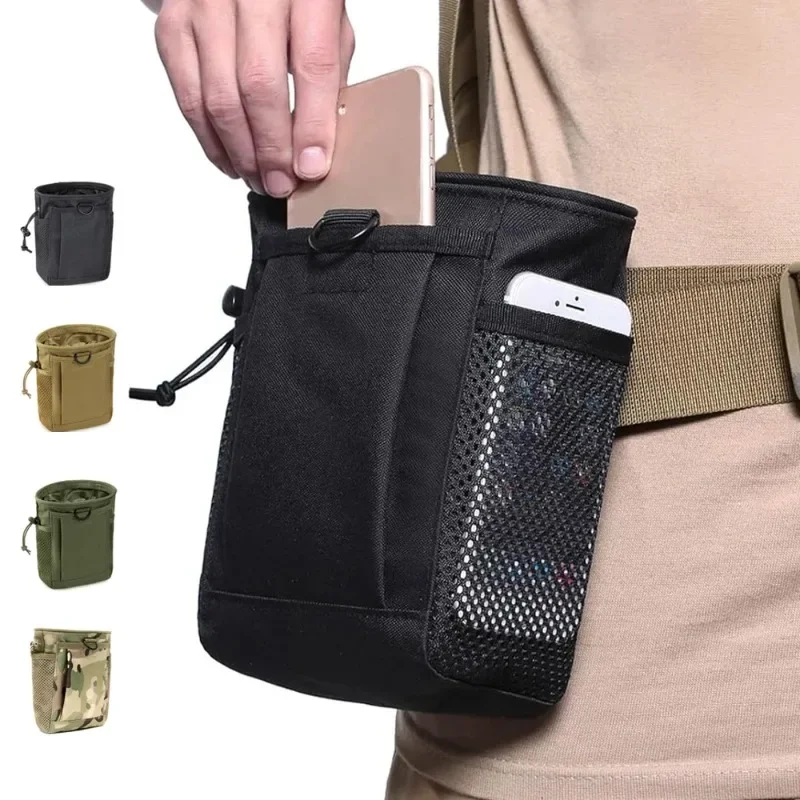 Molle Drawstring Magazine Dump Pouch Adjustable Utility Belt Hip Holster Bag Outdoor Ammo Storage Pack