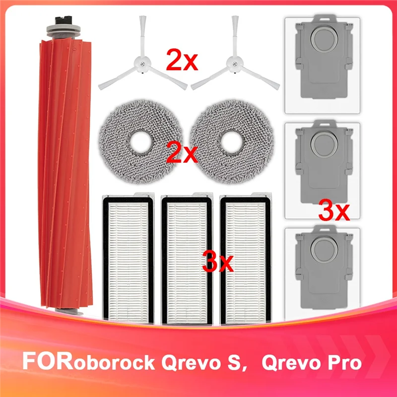 A44T Replacement Parts For Roborock Qrevo S,Qrevo Pro,Qrevo Maxv,Qrevo Plus Robot Vacuum,Roller Brush,Dust Bags,Filters,Mop