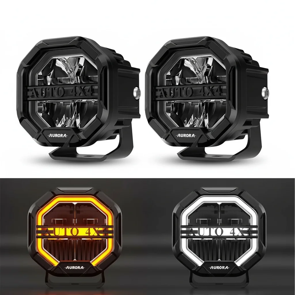 

4x4 inch LED Work Light, 6063 Aluminum Strobe Car Light Bar, Flashing Auto Fog Light with Lexan Lens, Heavy Duty Off-Road