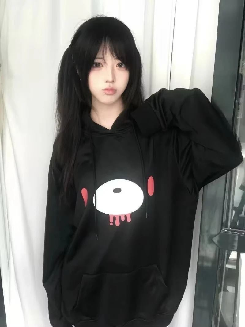 Autumn Lazy Women Casaul Gothic Sweatshirt Y2k Aesthetic Japanese Cartoon Print High Street Hoodied Harajuku Punk Clothes