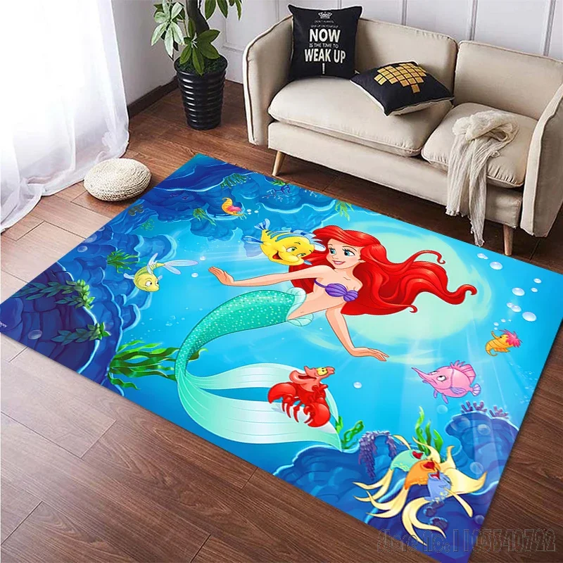 Disney Little Mermaid Ariel Princess Cartoon Rug Carpets 120x160cm Decor for Living Room Bedroom Sofa Bathroom Kids Floor Mat