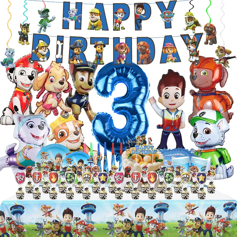 Décoration de fête d'anniversaire Paw Patrol, ballon en aluminium et Latex, fournitures pour événements pour enfants, vaisselle jetable, bannière, toile de fond, nouvelle collection
