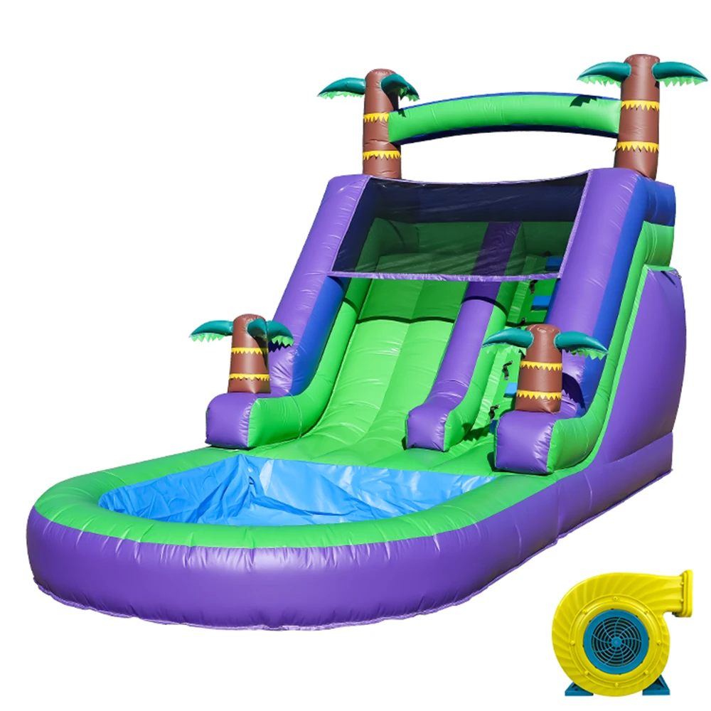 Children's Playground Inflatable Water Slide, Commercial Bounce House with Water Slide PVC and a 1100W Air Blower 21ft/6.4M