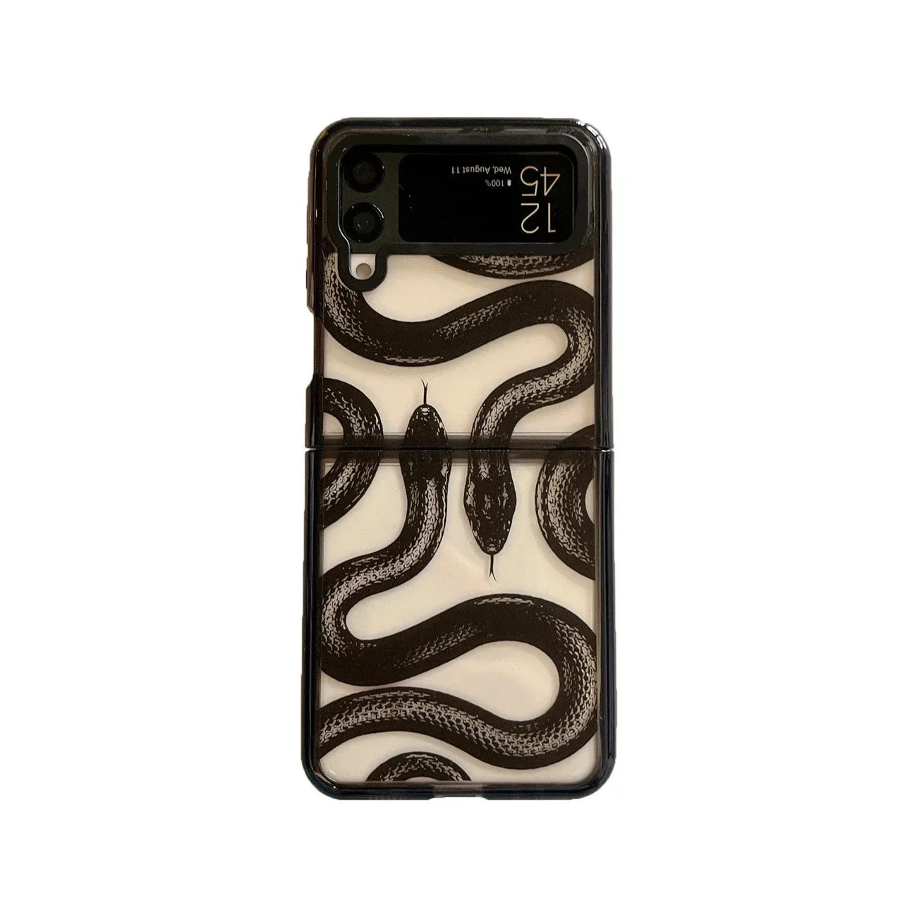 

Black Border Acrylic Snake Phone Case for Samsung Galaxy Z Flip 5 4 3 Back Cover for ZFlip3 ZFlip4 ZFlip5 Hard Case Shell